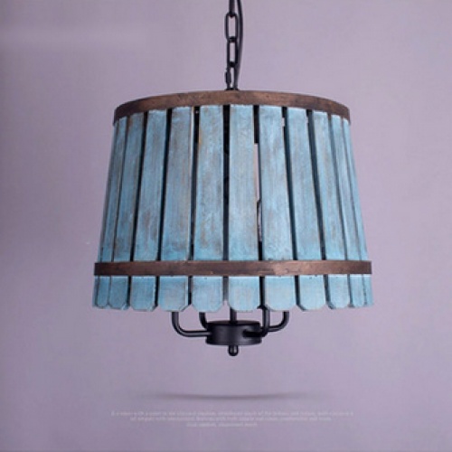 田园吧台卧室书房创意餐厅吊灯 创意木桶实木木艺美式灯