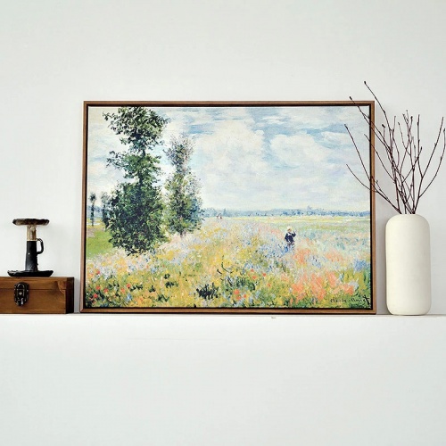 阿尔的罂粟田莫奈卧室床头画餐厅客厅装饰画