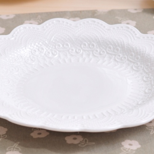 陶瓷蕾丝9英寸汤盘 菜盘 意面盘 沙拉盘 陶瓷盘子