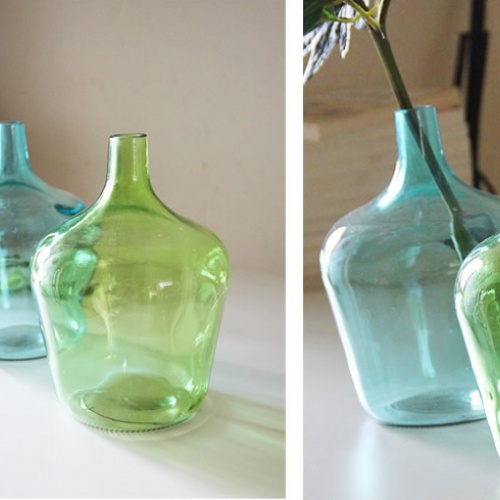 复古清新兰绿2色玻璃花瓶