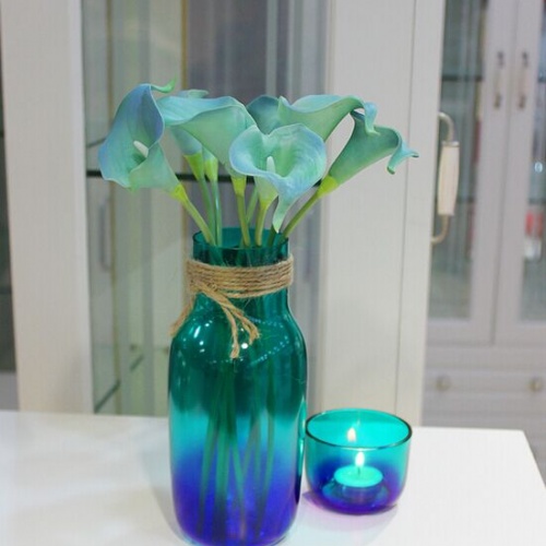 透明玻璃花瓶水培彩色渐变色 地中海风格
