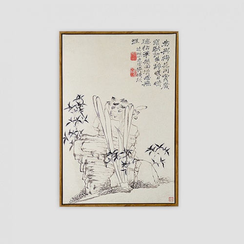 石涛花卉装饰画新中式水墨画客厅沙发背景墙壁画书房办公室挂画--白描水仙