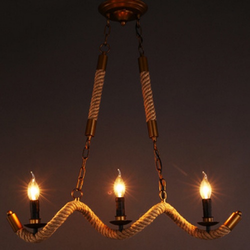 美式乡村麻绳吊灯设计师的灯loft北欧复古铁艺创意酒吧古堡餐厅灯