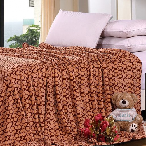 夏季薄毯 双人毯子 珊瑚绒 圆圈图案