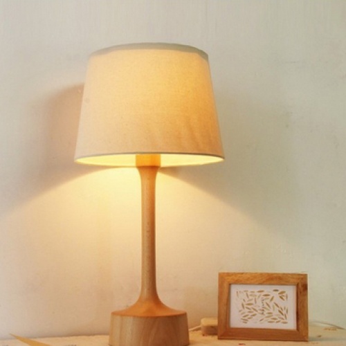 原木质创意台灯 卧室床头灯简约现代白腊木书房台灯