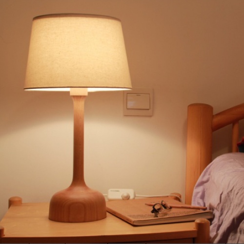木质创意台灯 卧室床头灯简约现代白腊木书房台灯