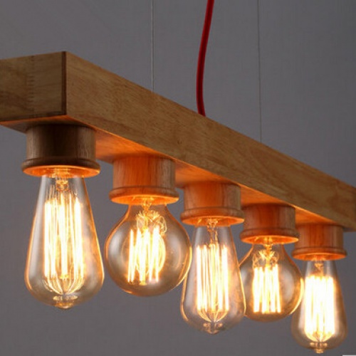 田园创意五头原木吊灯个性艺术灯具复古餐厅客厅卧室简约吊灯