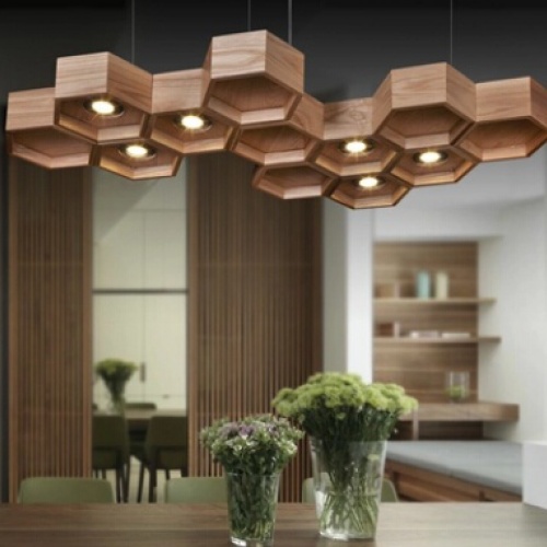 设计师艺术创意灯具餐厅客厅简约蜂巢实木制吊灯 蜂盒子