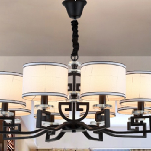 现代布艺新中式吊灯 客厅餐厅卧室吸顶灯水晶铁艺中式LED大灯具