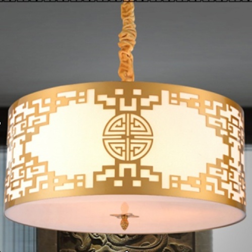 新中式吸顶灯圆形布艺客厅餐厅灯仿古铜现代简约卧室书房茶楼灯具