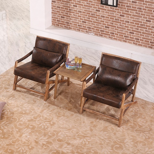 北欧休闲椅全实木现代简约单人沙发椅小茶几