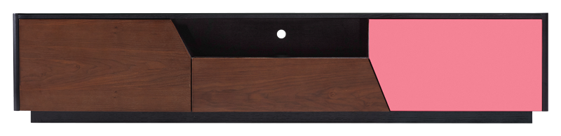 金卡简约现代板木结合咖啡色配粉色电视柜