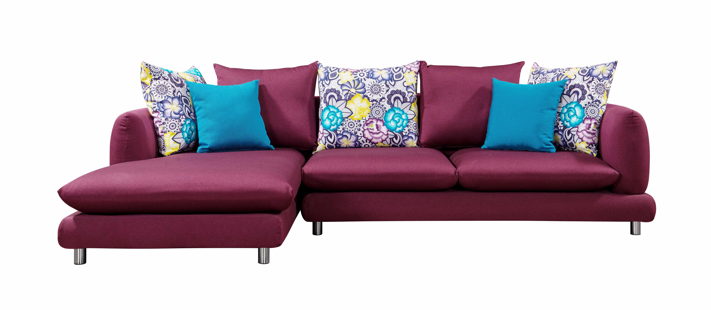 尚然格林简约现代棉麻布紫色布艺沙发