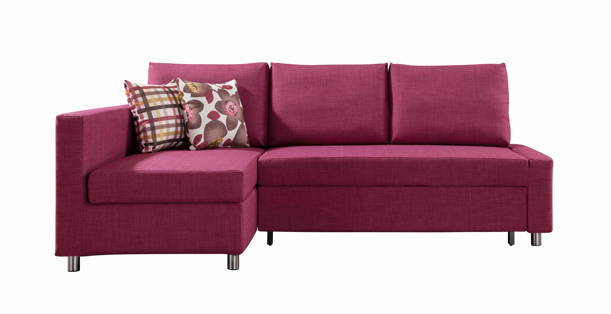 尚然格林简约现代紫红色棉麻面料布艺沙发