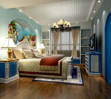 地中海风格梦幻海之蓝客厅